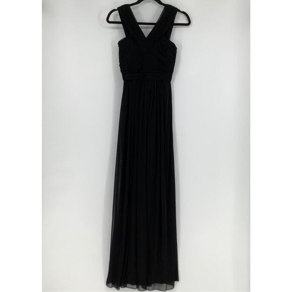 NEW Alfred Sung Size 0 Chiffon Sleeveless Halter Maxi Black Dress $231 msrp J4-7 - Picture 3 of 11